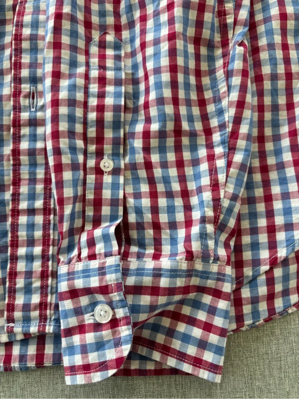 J. Crew Men's Red, Blue & White Gingham Button-Down Shirt